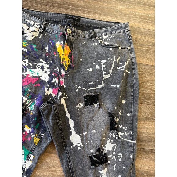 Ashley Stewart Jeans Women's Plus Size 20 Paint Splatter Graffiti Y2K Streetwear - Picture 3 of 10